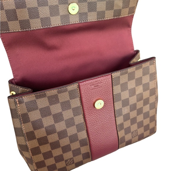 Louis Vuitton Bond Street Top Handle Bag Damier Burgundy Leather MM Brown - Picture 3 of 11